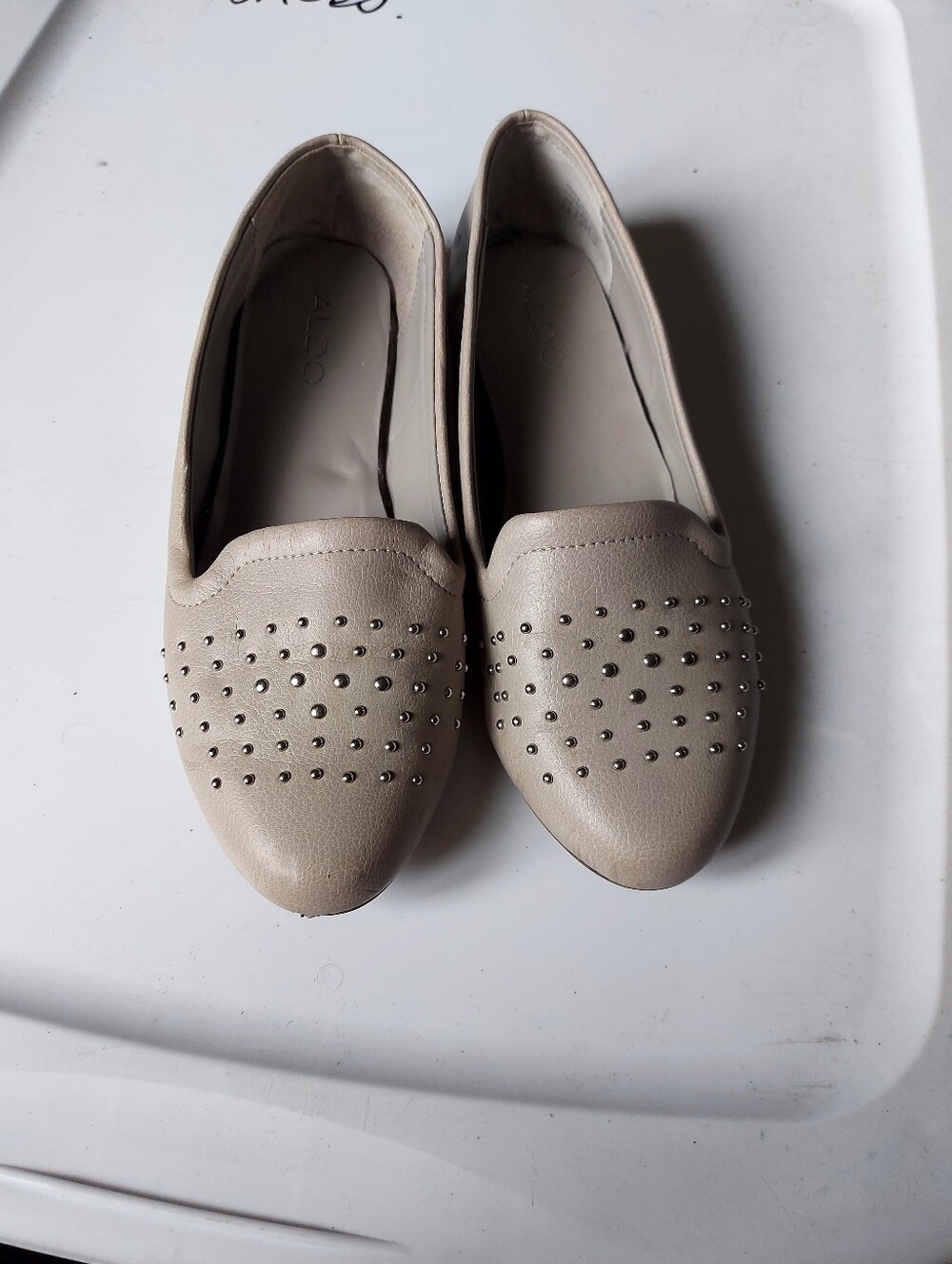 ALDO Taupe Studded Slip-On Flats